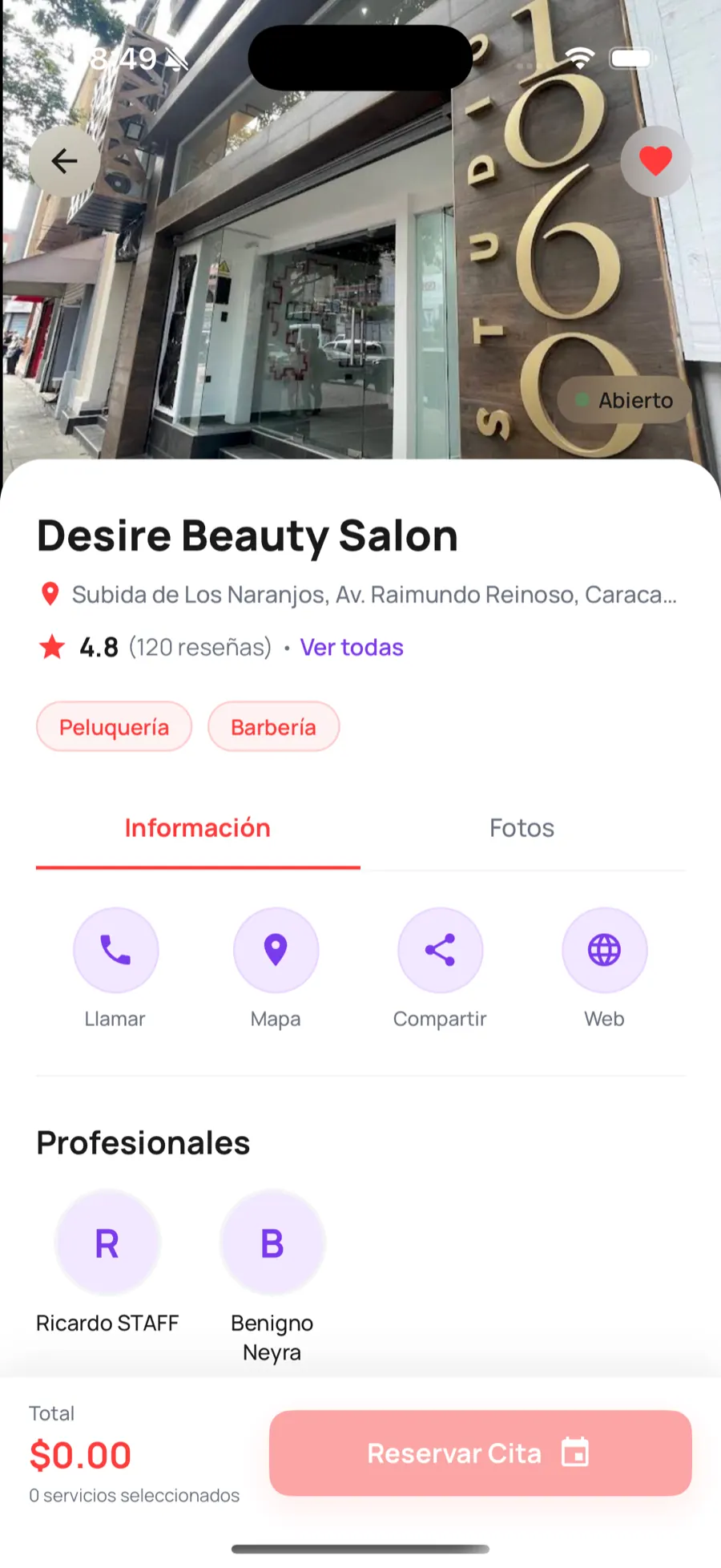 App móvil: descubrimiento de profesionales